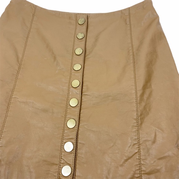 Free People Faux Vegan Leather Button Down Skirt 2 - Picture 4 of 8